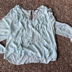 LADIES LIGHT BLUE SHEER 2X VENUS BLOUSE TOP